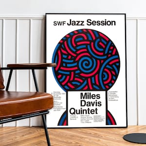 Miles Davis Quintet Concert Poster Giclée Art Print.  A4/ A3/ A2/ A1 sizes