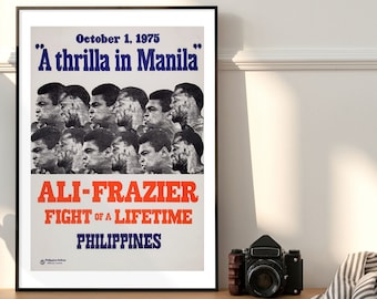 Muhammad Ali vs Joe Frazier, Thrilla in Manila Fight Poster, 1975.  Giclée Art Print A4 /A3/ A2/ A1 sizes