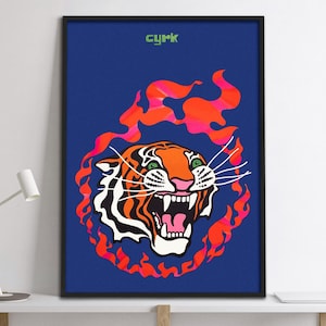 CYRK Polish Circus Poster Tiger on the Hoop 38x26 Limited