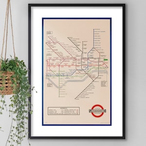 London U-Bahn Karte Giclée Kunstdruck A3/ A2/ A1 Größen