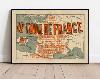 Tour De France Map Giclée Art Print  A4/ A3/ A2/ A1 sizes