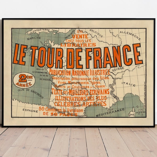 Tour De France Mapa Giclée Art Print tamaños A4/ A3/ A2/ A1