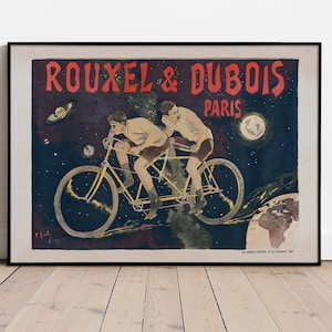 Dimensioni della stampa d'arte Giclée di ciclismo francese, Rouxel e Dubois A4/ A3/ A2/ A1