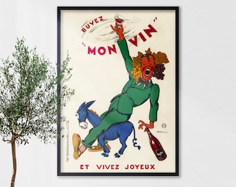 Buvez Mon Vin, französischer Wein Giclée Kunst Druck A4 /A3/ A2/ A1 Größen