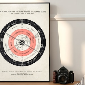 Carte de la Terre plate, impression giclée d'art.  Formats A3/ A2/ A1