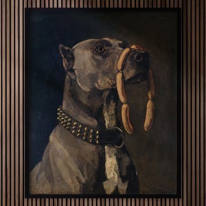Hund mit Würstchen Giclée Kunstdruck