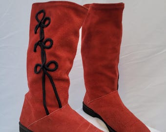 Vintage Red Peter Pan  Suede Knee High Boots – Women's EU 39 / US 8