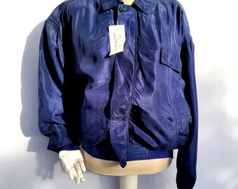 Vintage 90s Silk Jacket Silk Blouson L 54 - Etsy Canada