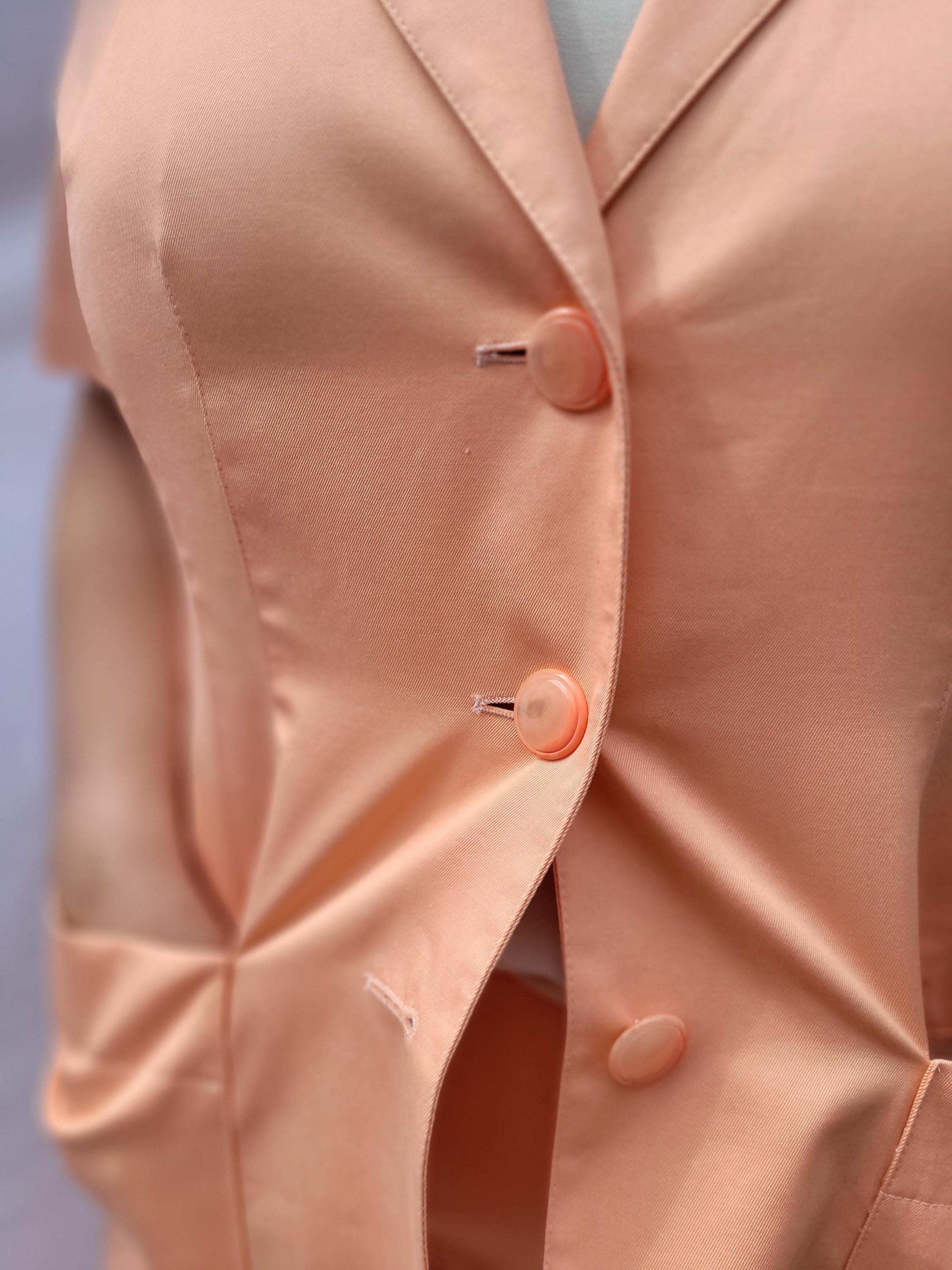 Vintage Escada Peach Cotton Suit – Blazer & Skirt Set - Etsy display picture 2