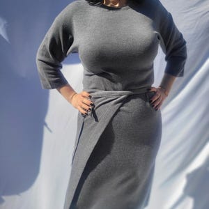 Vintage Stefanel Virgin Wool Midi Dress - Belted Waist, Women’s M image 10