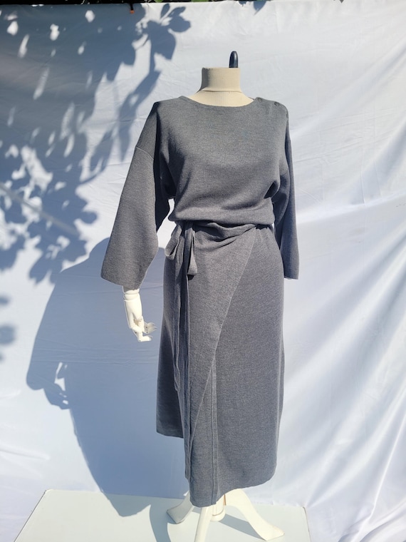 Vintage Stefanel Virgin Wool Midi Dress - Belted Waist, Women’s M
