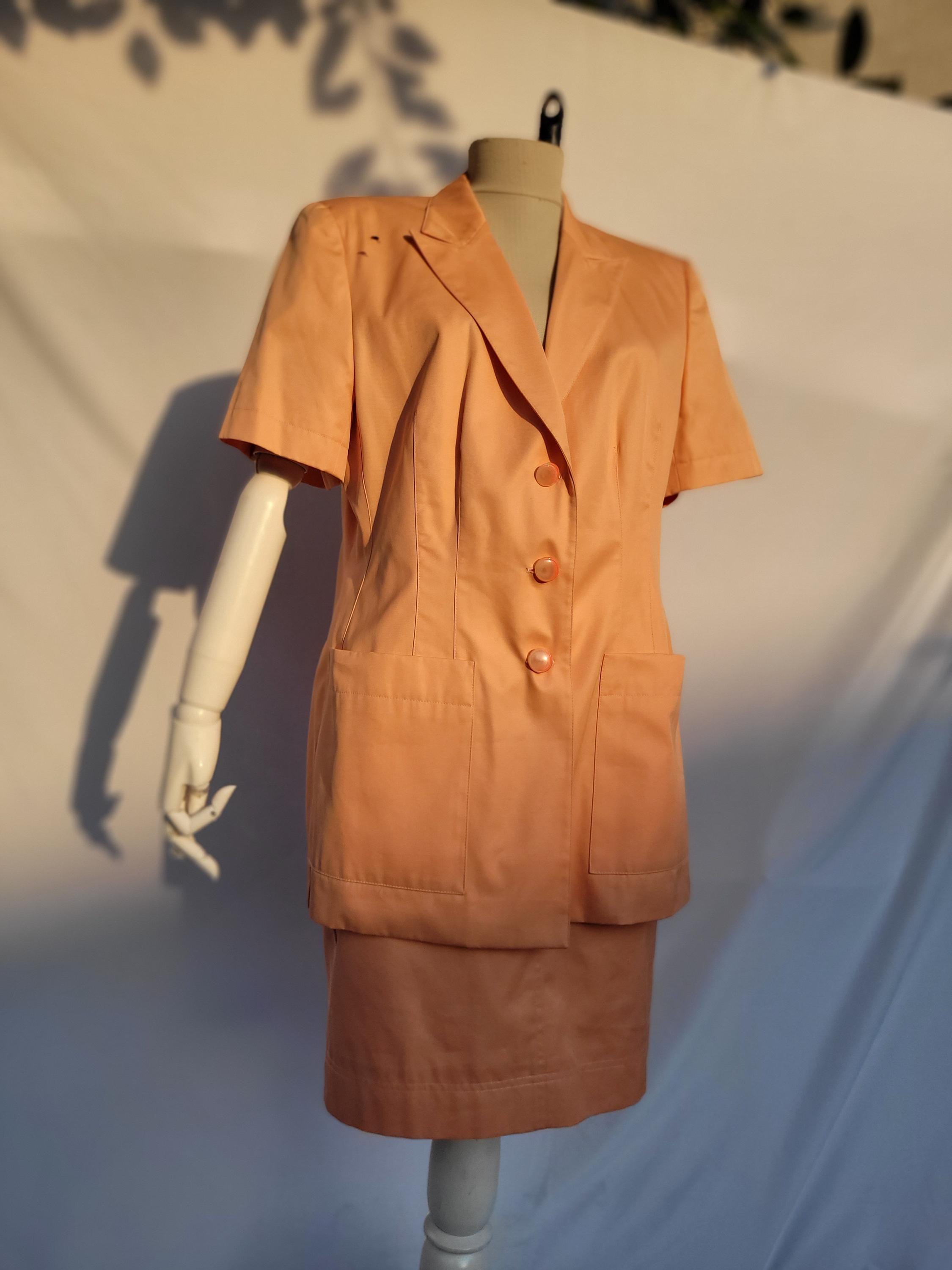 Escada - Peach Silk Beaded Jacket Sz 12 Peach silk pakistani jacket style palazzo suit-G3-GSS3495  main image 3