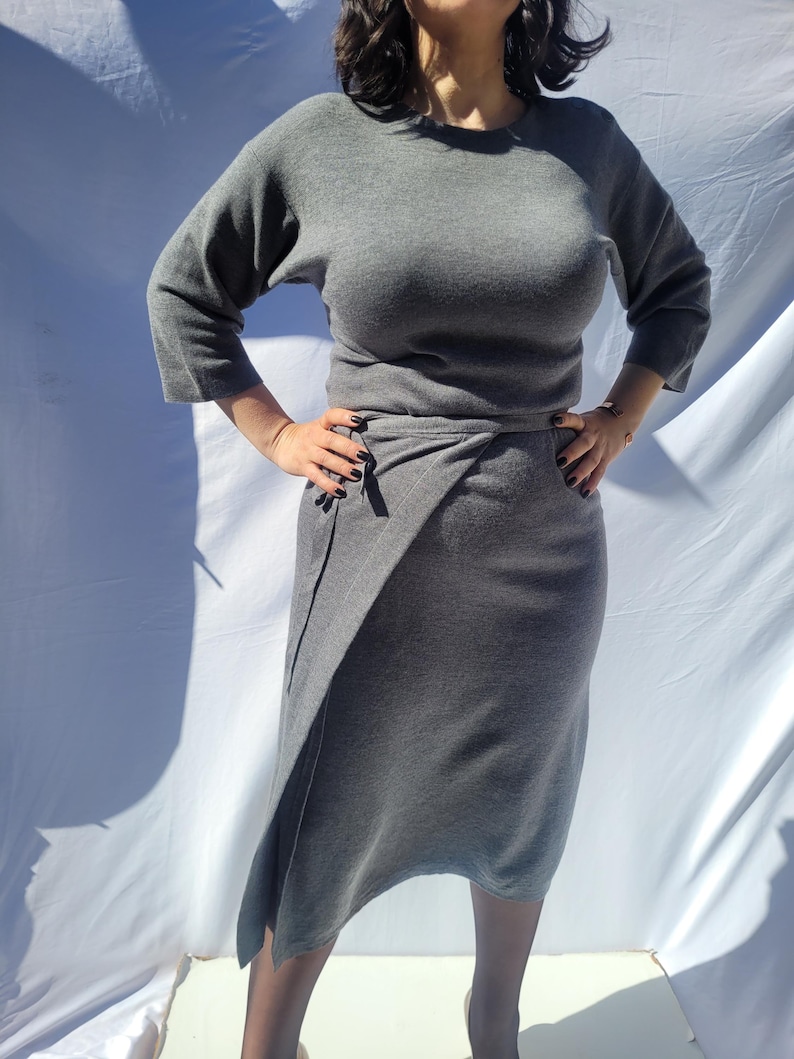 Vintage Stefanel Virgin Wool Midi Dress - Belted Waist, Women’s M image 1
