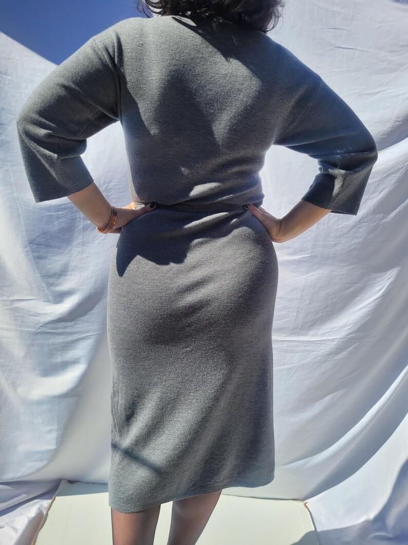 Vintage Stefanel Virgin Wool Midi Dress - Belted Waist, Women’s M image 14