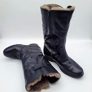 Botas de invierno de cuero Ara – Botas negras con forro de piel, talla 36 (UE)