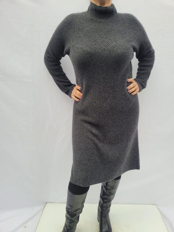 dark grey ribbed dress Grey Ribbed Knit Sweater Mini Dress - Women's Dresses