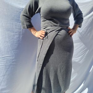 Vintage Stefanel Virgin Wool Midi Dress - Belted Waist, Women’s M image 11