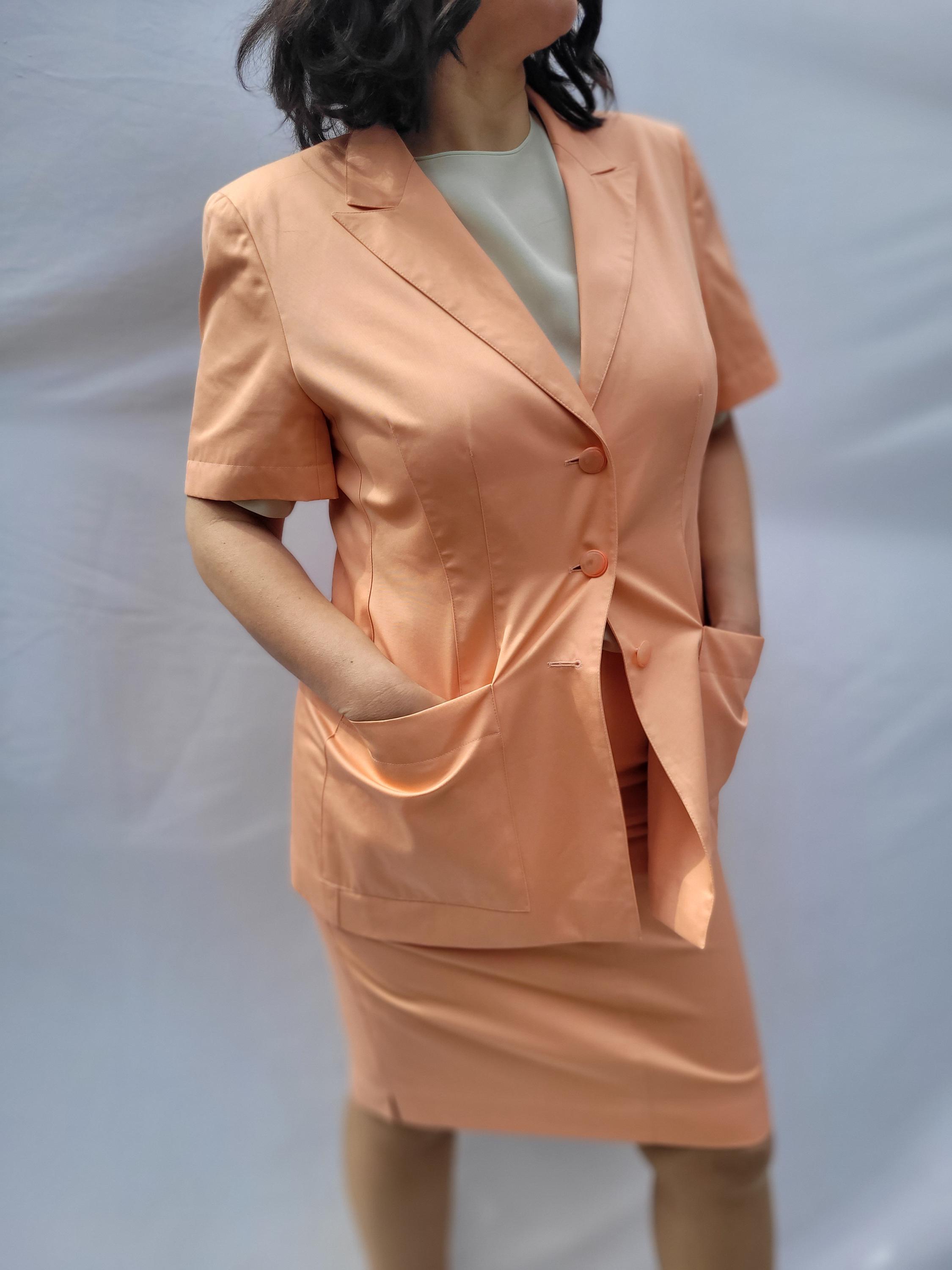Vintage Escada Peach Cotton Suit – Blazer & Skirt Set - Etsy