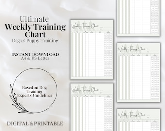 Weekly Dog Training Chart Instant Download Puppy Planner Template Dog Weekly Schedule Puppy Training Dog Chart Dog Planner Digital Dog Log