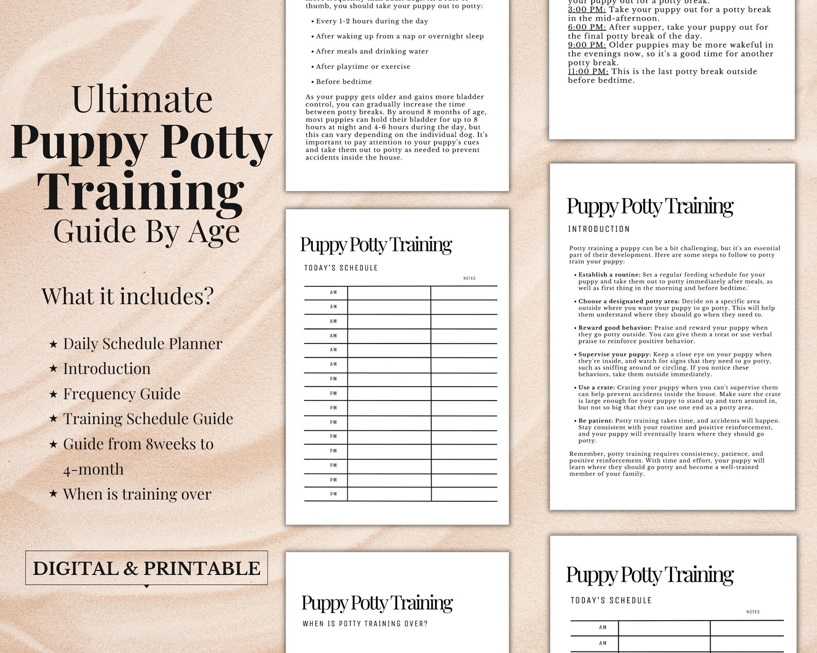 Potty Training by Age Guide Puppy Potty Training Dog Potty Training Guide Instant Download Dog