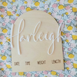 Baby Name sign, name announcement, arch, wood baby name sign, baby stat sign, hospital sign