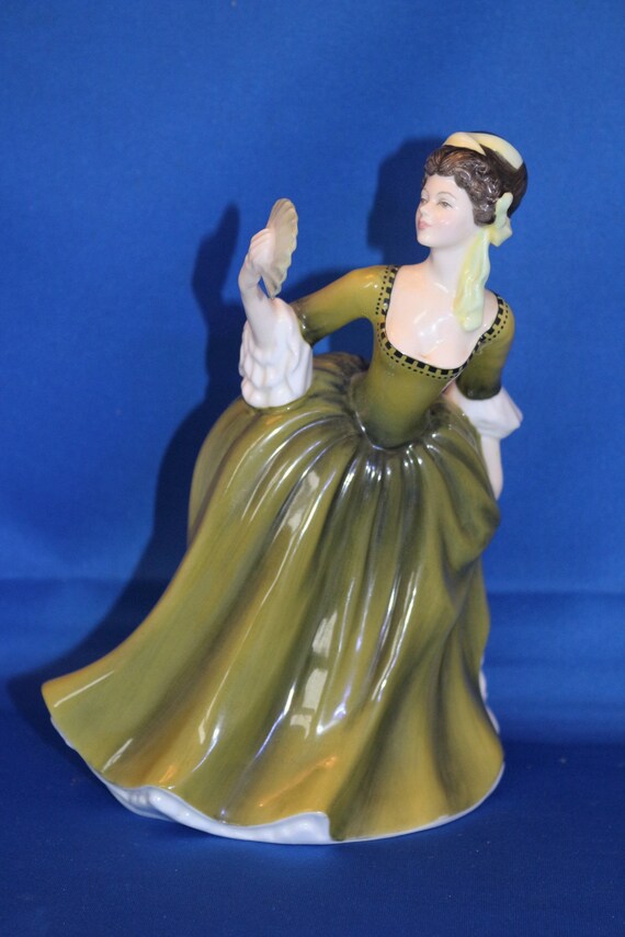 Vintage Royal Doulton HN 2378 Simone 20cm Tall Green Dress Porcelain  Figurine