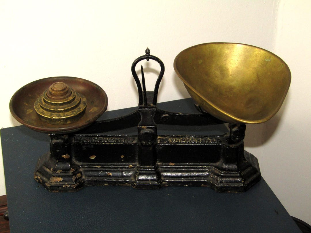 Rare Vintage W&T Avery Cast Iron Shop Scales With Set of 6 Stacking ...