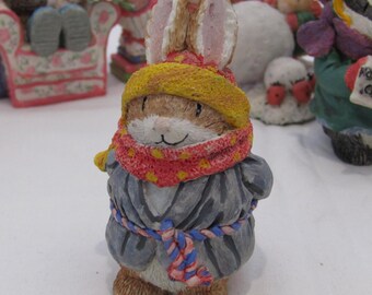 Gordon Fraser Country Companions Rabbit with Scarf Coat & rope belt - 9cm tall