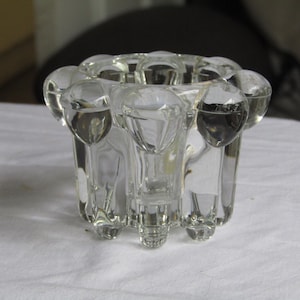 Vintage REIMS France Glass Candle Holder Candlestick 5.5cm tall x 7.5cm diameter - 3 available