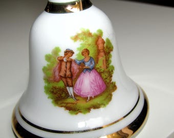 Campana de cerámica vintage en miniatura con estampados románticos, 12 cm, porcelana china ornamental