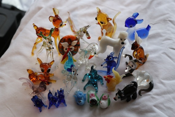 Vintage Mini Small Lampwork Glass Animals Choose Bambi Poodle