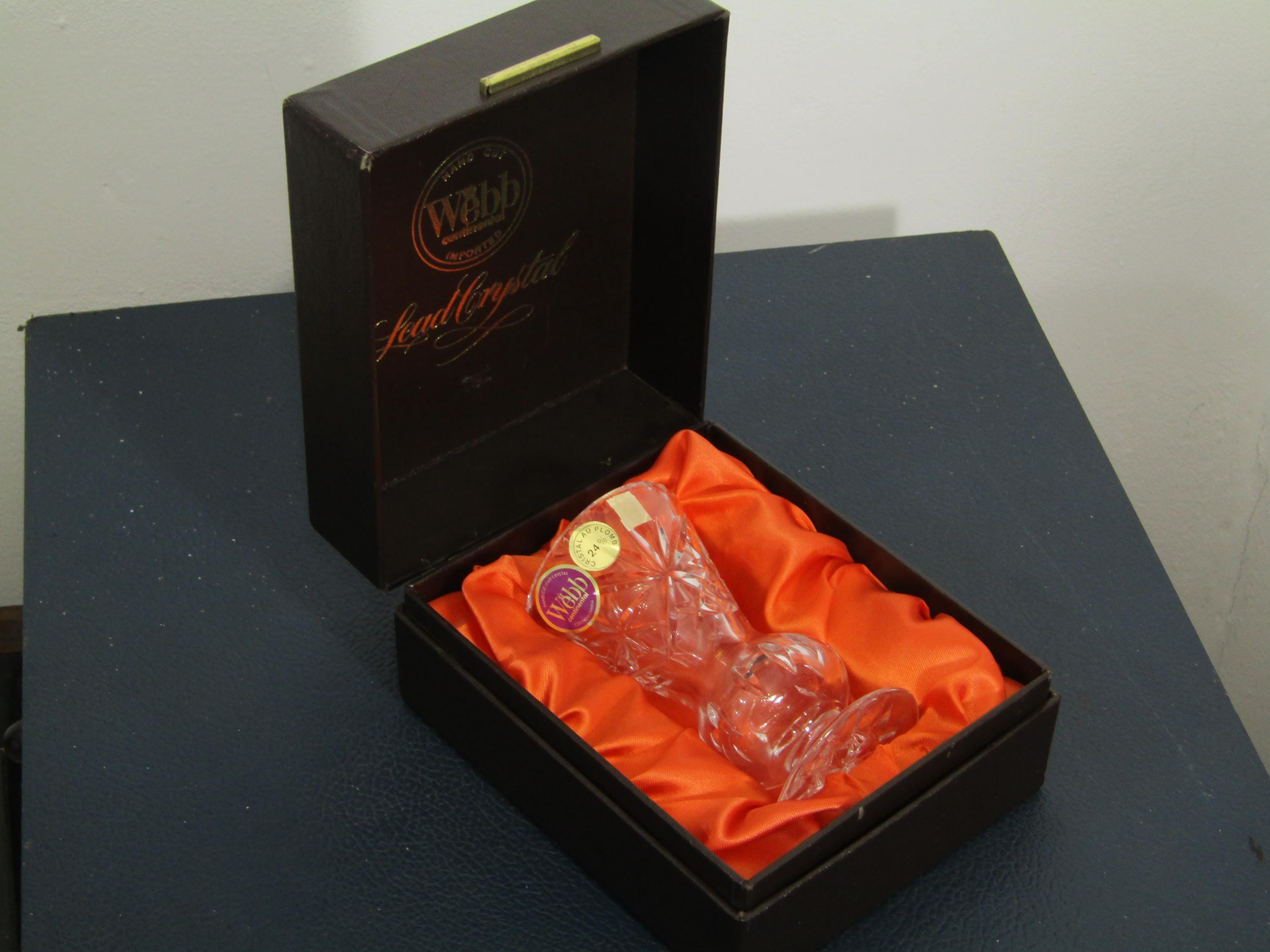 Vintage Boxed Webb Continental Hand Cut 24% Lead Crystal Vase