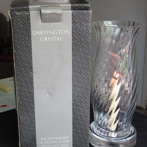 Rare Vintage Dartington Crystal Large Hurricane &#39;LUNDY&#39; Lamp Candle Holder