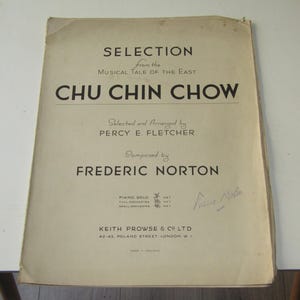 Rare Signed Vintage 1916 Piano Selection Sheet Music Chu Chin Chow Cobblers Song etc. Frederic Norton