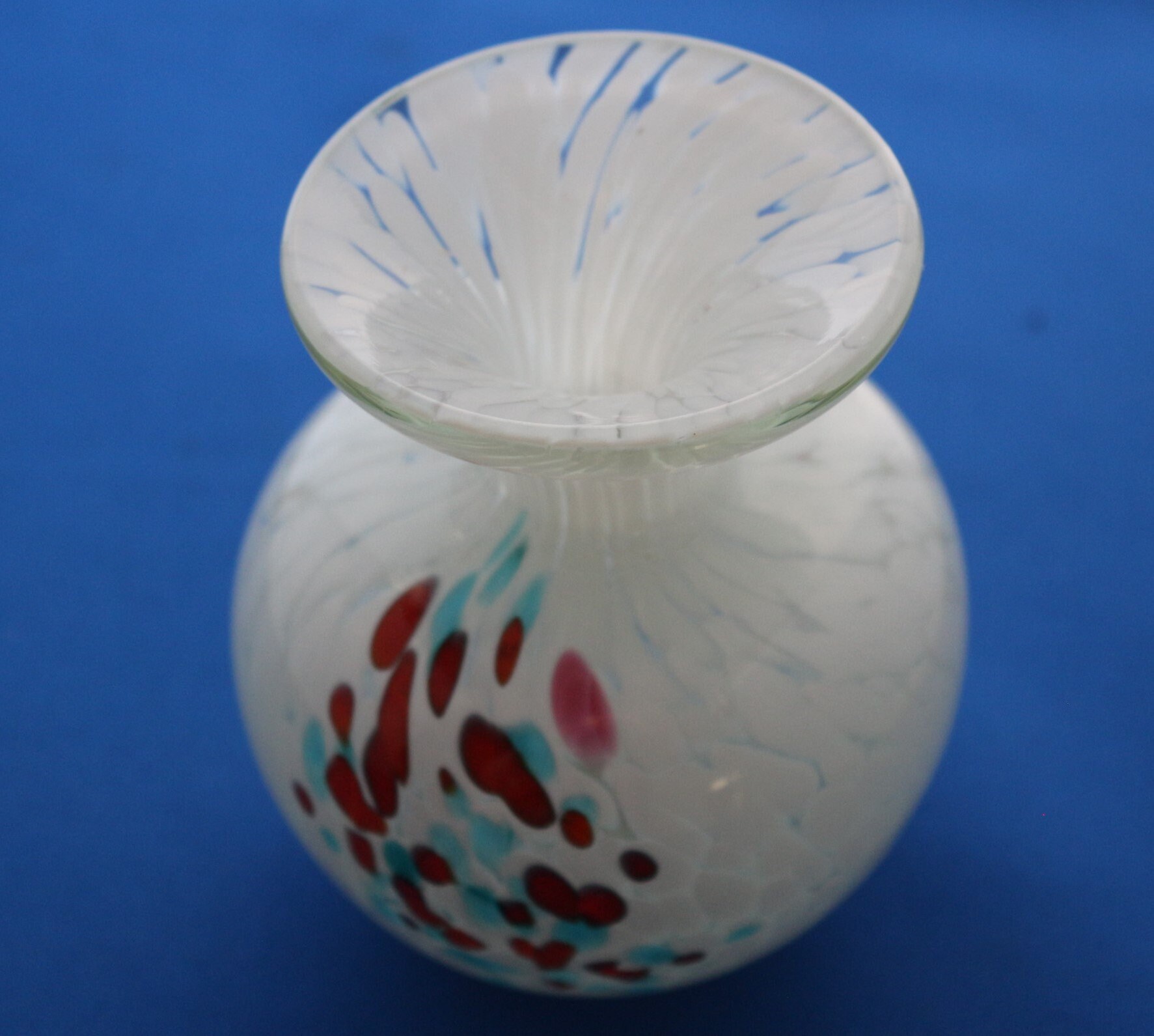 ヴィンテージ イムディーナ マルタ ホワイト まだら模様 アート ガラス