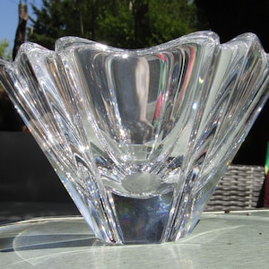 Stunning Vintage Orrefors Lars Hellsten Sweden Orion Crystal Bonbon Candy Bowl Dish Signed 7 inch Diameter