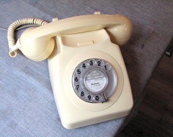 Vintage Retro GPO 746 Rotary Finger Dial Ivory Cream Handset Telephone