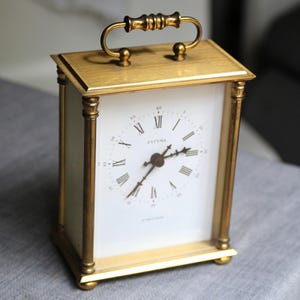 Vintage Estyma Quartz Carriage Clock with Brass Body West Germany Good Working Order
