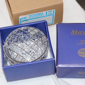 Vintage Bohemia Mayfair Czechoslovakia Lead Crystal Glass Rose Bowl New in Box