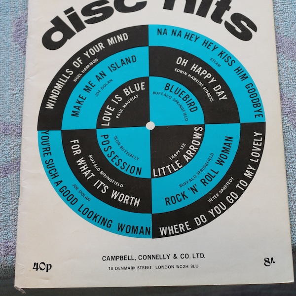 Disc Hits 1960er Jahre Klavier Gesang Noten Lieder Melodien 34 Seite Buch 1968