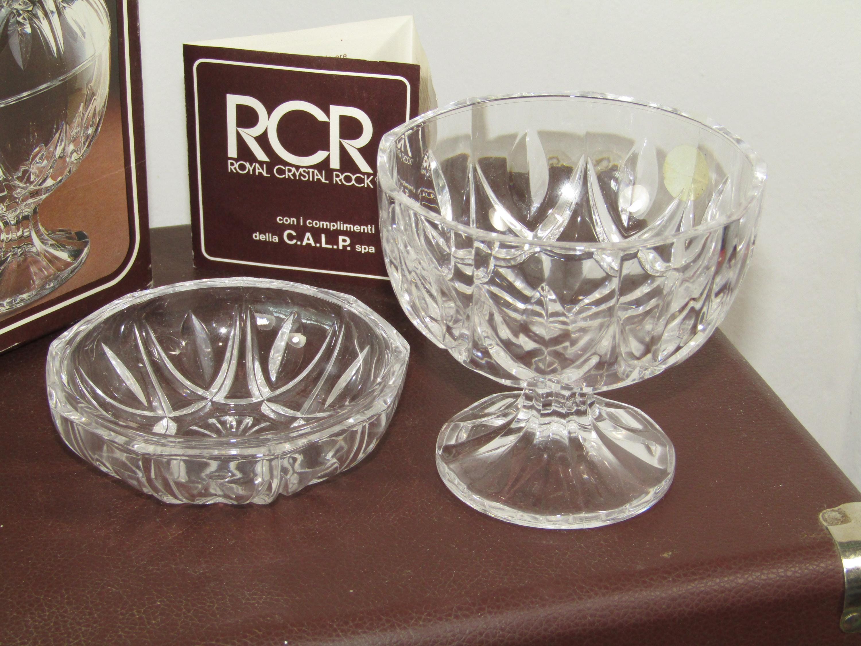 Boxed RCR Linea A 24% Lead Crystal Cut Glass Trinket Box Bowl Pot