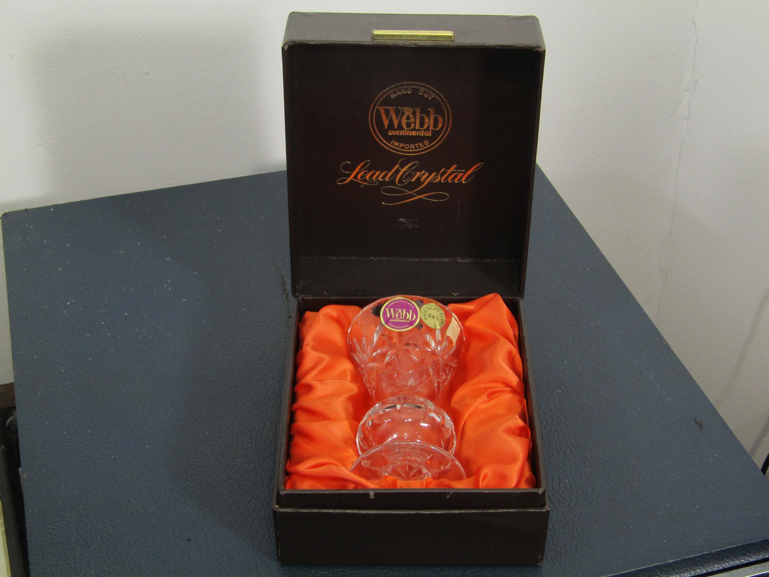 Webb クリスタル hand cut lead czechoslovakia Vintage Boxed Webb Continental Hand Cut 24% Lead Crystal Vase
