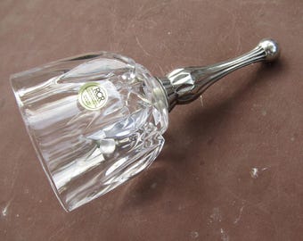 Beautiful vintage RCR 24% Lead Crystal Cut Glass Bell Silver Plated Handle 16cm tall
