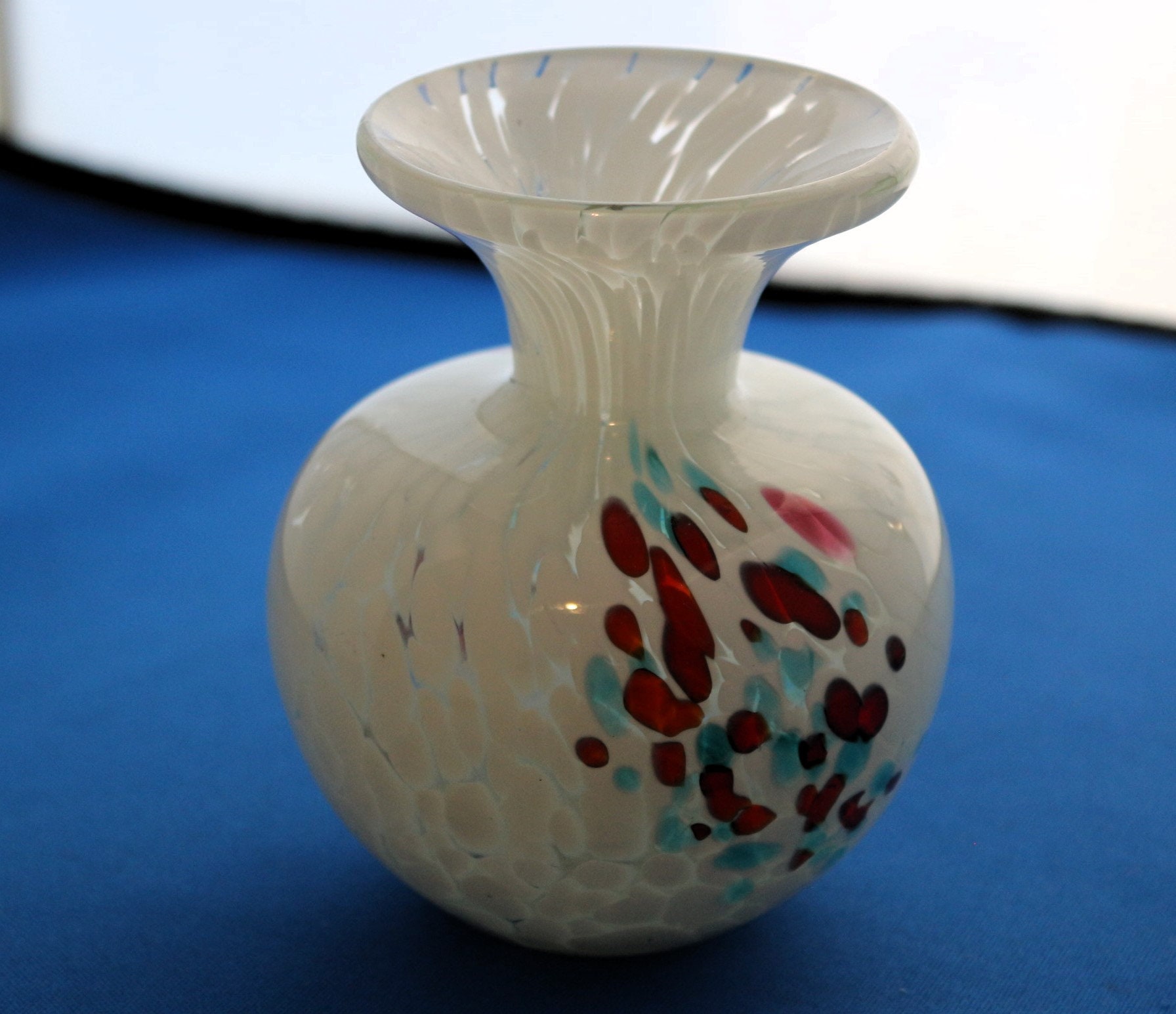 ヴィンテージ イムディーナ マルタ ホワイト まだら模様 アート ガラス