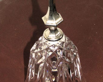 Beautiful vintage RCR 24% Lead Crystal Cut Glass Bell Silver Plated Handle 17.5cm 7 inches tall