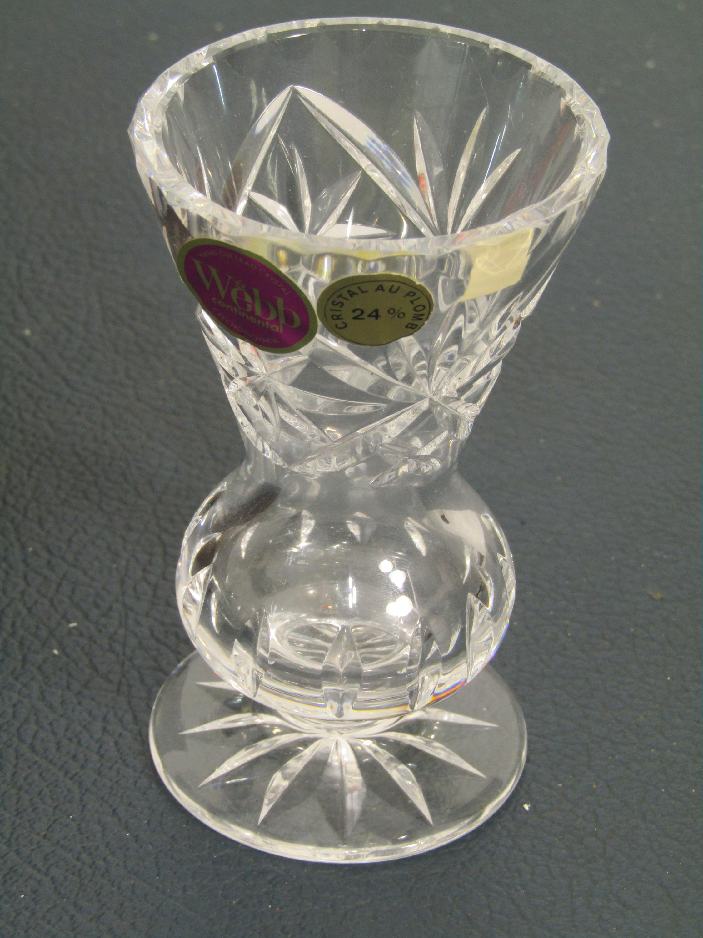 Webb クリスタル hand cut lead czechoslovakia Vintage Boxed Webb Continental Hand Cut 24% Lead Crystal Vase