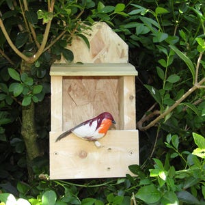 Caja nido de madera para petirrojos/estante nido rústico para jardín de aves silvestres, refugio para exteriores
