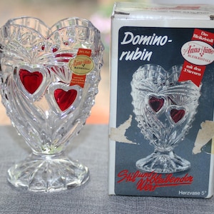 Vintage Boxed AnnaHutte Herzförmige Bleikristallvase Bleikristal Anna Hutte