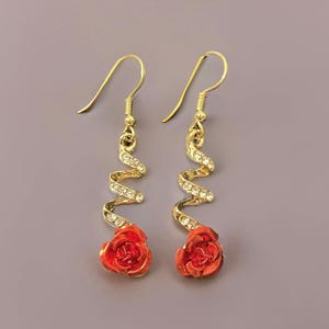 Gold Rose Drop Earrings - Women's Earrings - Women's Jewellery - Bridal Jewellery - Gifts For Her
