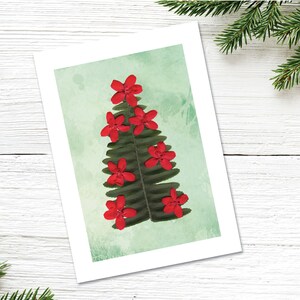 Carte de Noël - fougère et arbre fleuri - cartes de vœux uniques - impression d'art nature - fait main - par Susan Ellis